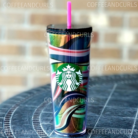 Starbucks Gold Ribbon Swirl Holigraphic Venti Cold Cup Tumbler Christmas… - Picture 5 of 11